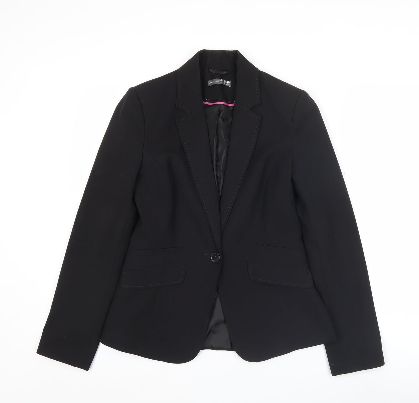 Atmosphere Womens Black Blazer Jacket UK 10 Regular Fit Notch Lapel