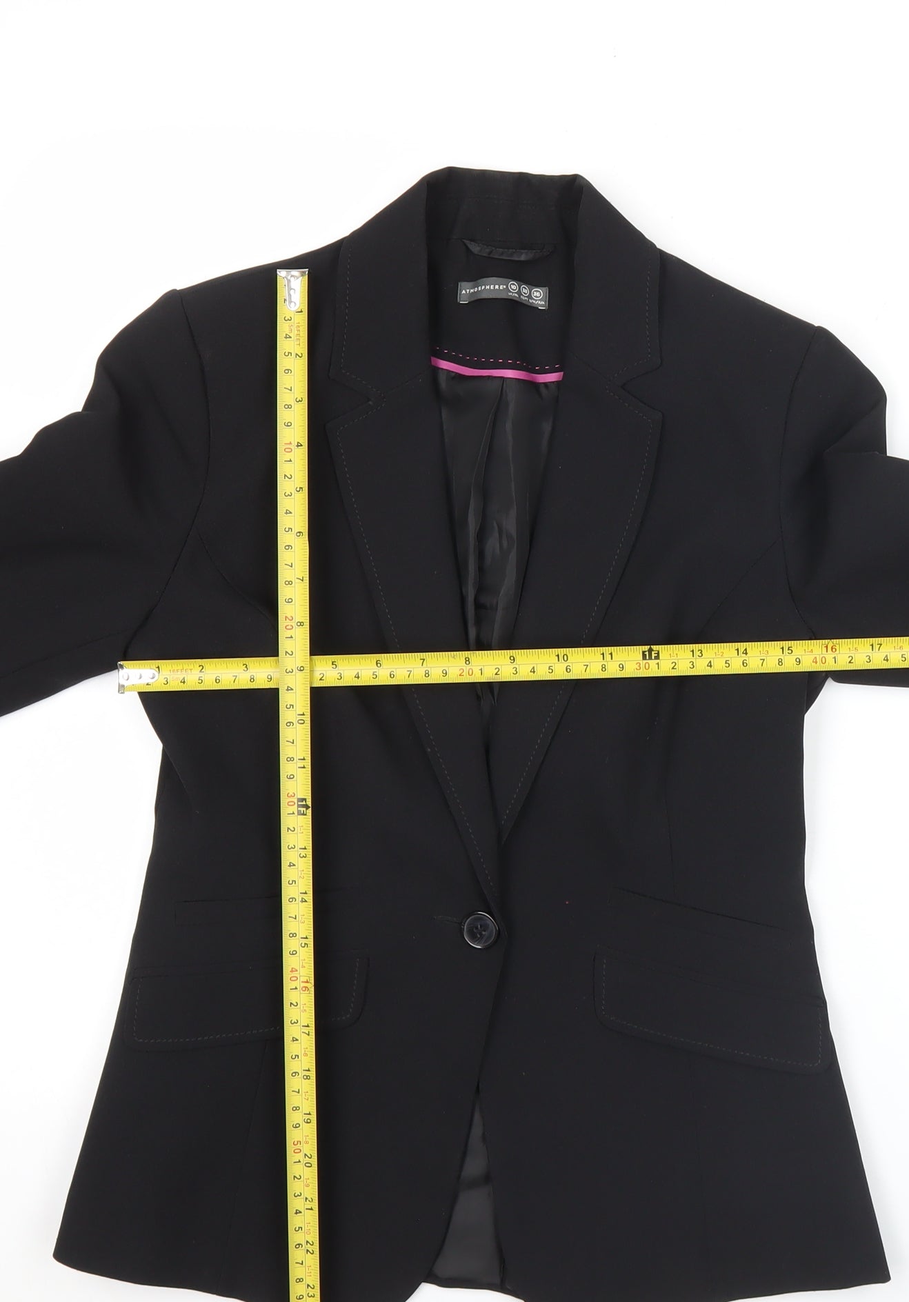 Atmosphere Womens Black Blazer Jacket UK 10 Regular Fit Notch Lapel