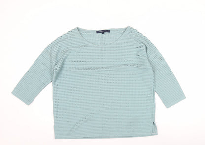 French Connection Womens Blue 3/4 Sleeve Basic Stretch Top Size S