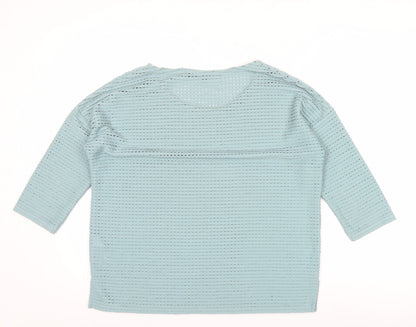 French Connection Womens Blue 3/4 Sleeve Basic Stretch Top Size S
