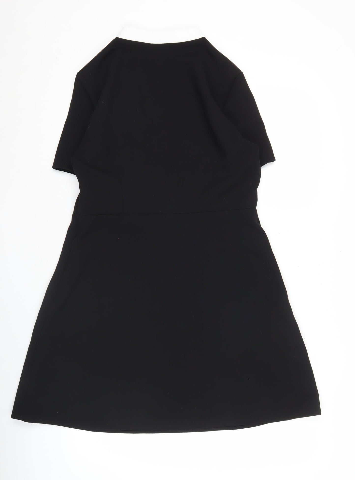 H&M Women’s Black White Collared A-Line Dress Size 12 Short Sleeve