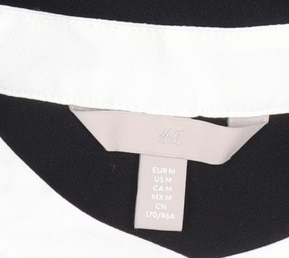 H&M Women’s Black White Collared A-Line Dress Size 12 Short Sleeve