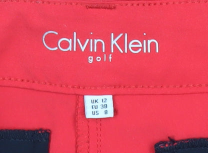 Calvin Klein Womens Red Capri Golf Trousers UK 12 Straight Fit