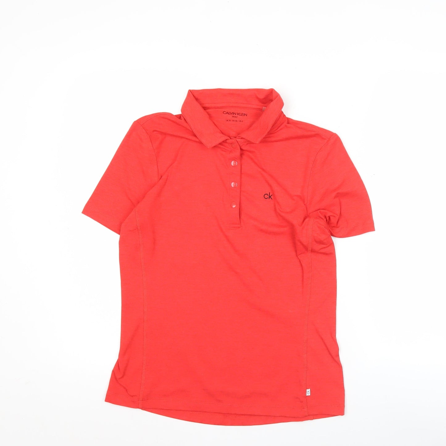 Calvin Klein Women Red Polo Shirt UK 10 Slim Fit Golf Activewear
