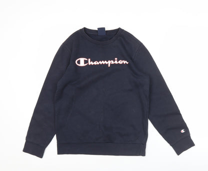 Champion Boys Black Sweatshirt 11-12 Years Logo Pullover Crew Neck