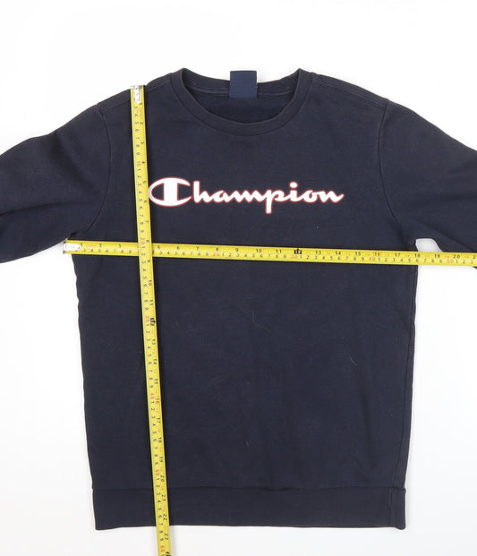 Champion Boys Black Sweatshirt 11-12 Years Logo Pullover Crew Neck