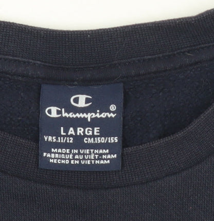 Champion Boys Black Sweatshirt 11-12 Years Logo Pullover Crew Neck