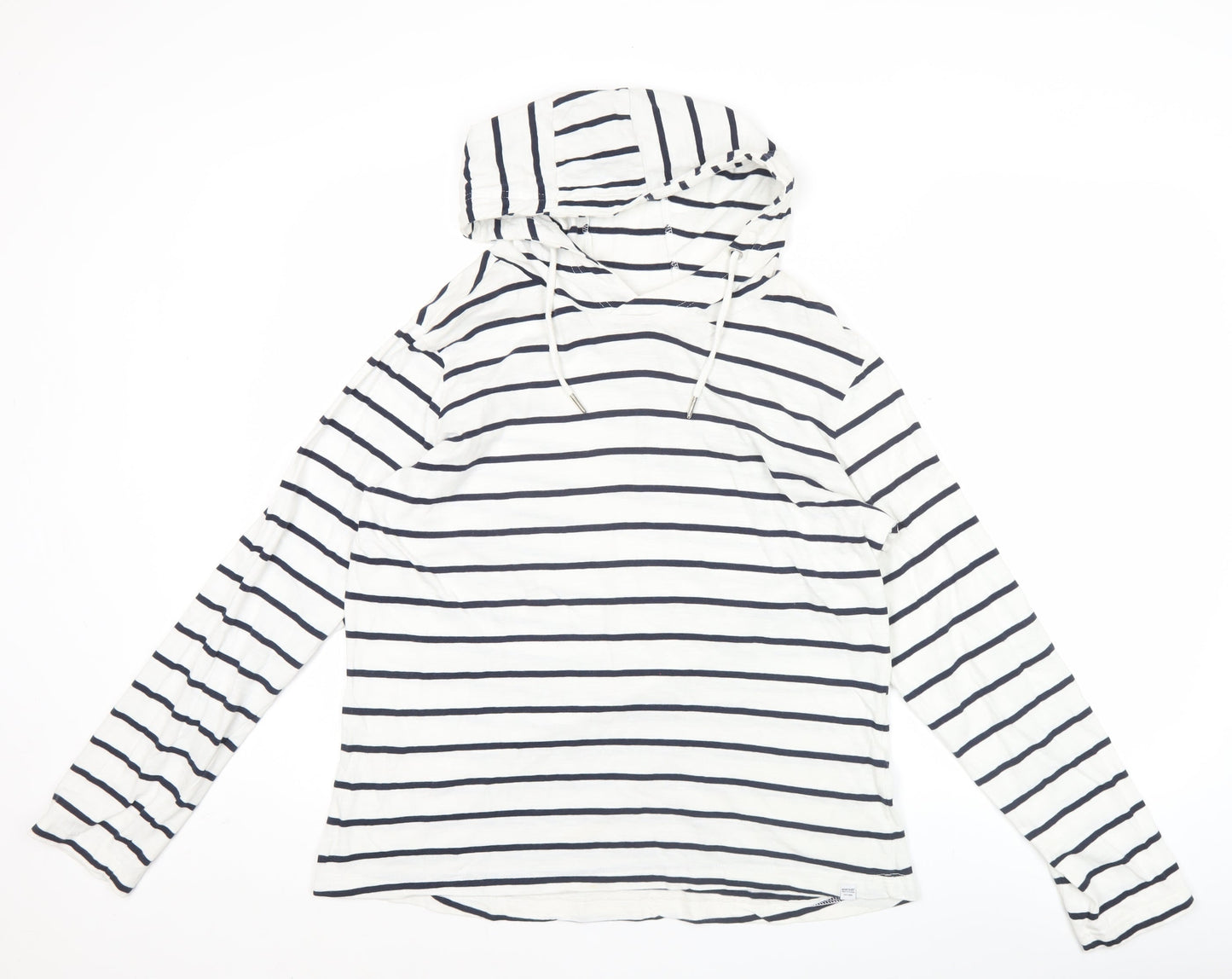 Regatta Womens White Striped Pullover Hoodie UK 16 Long Sleeve Cotton
