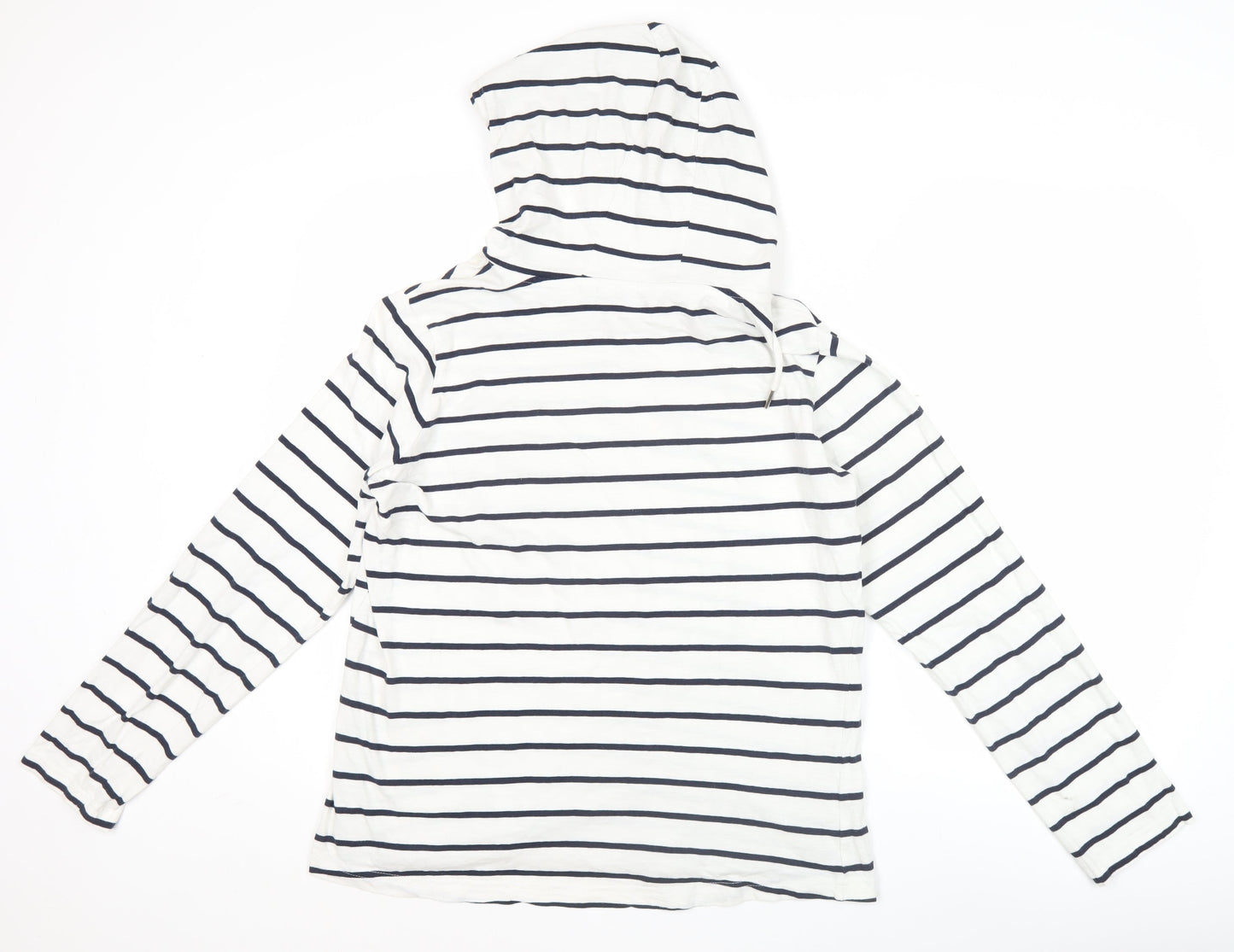 Regatta Womens White Striped Pullover Hoodie UK 16 Long Sleeve Cotton