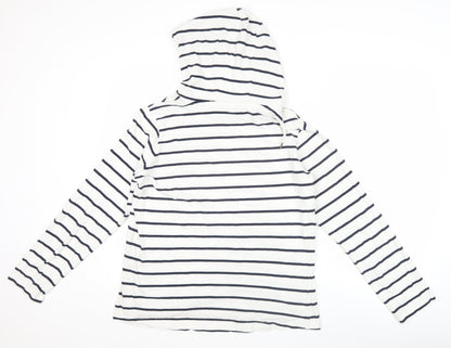 Regatta Womens White Striped Pullover Hoodie UK 16 Long Sleeve Cotton