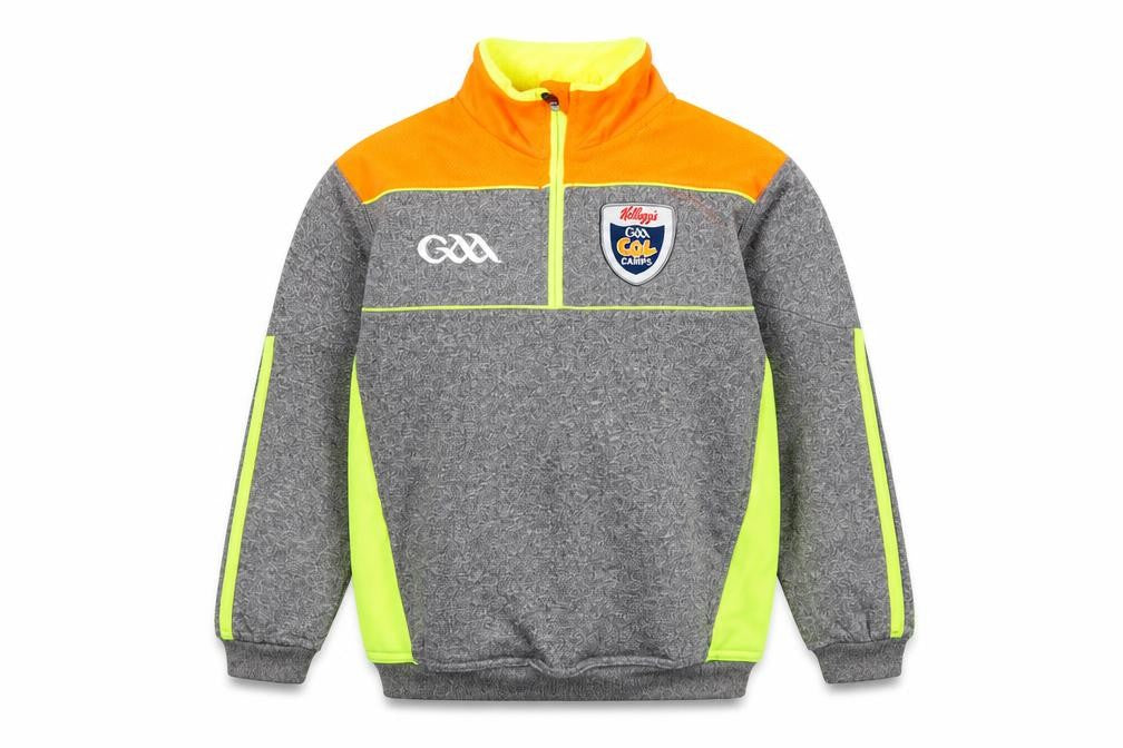 Front view of O'Neill boys’ grey neon 1/4 zip sports sweatshirt 2 years