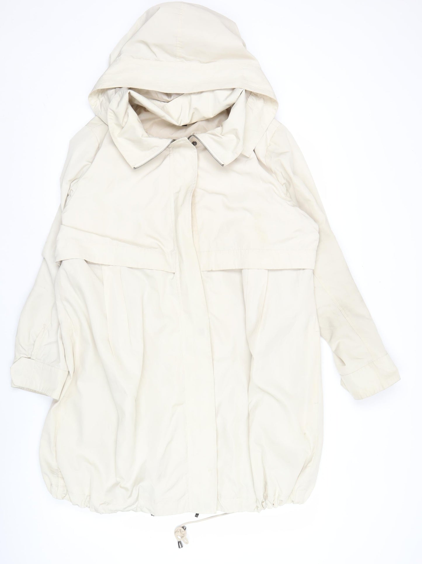 Couchel Womens Beige Parka Jacket L Hooded Mid-Length Casual