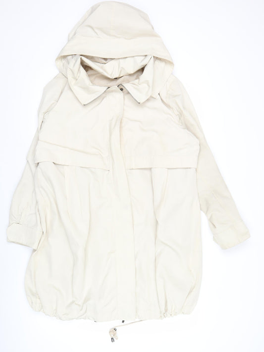Couchel Womens Beige Parka Jacket L Hooded Mid-Length Casual