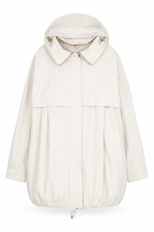 Couchel Womens Beige Parka Jacket L Hooded Mid-Length Casual
