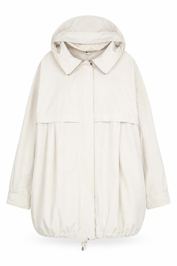 Couchel Womens Beige Parka Jacket L Hooded Mid-Length Casual