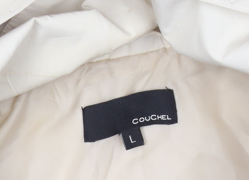Couchel Womens Beige Parka Jacket L Hooded Mid-Length Casual