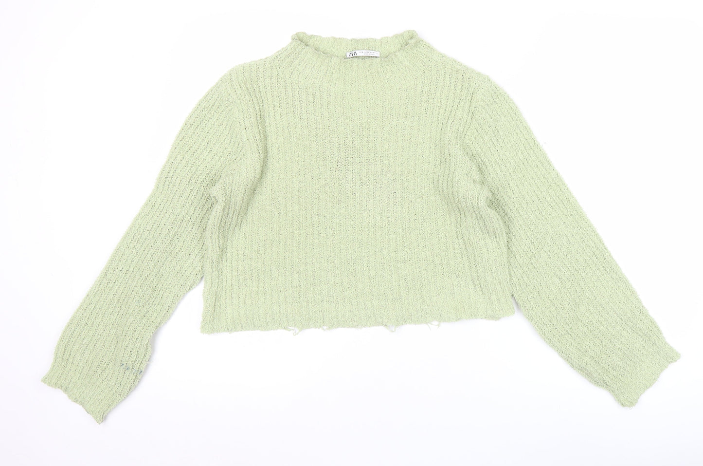 Zara Women’s Green Chunky Knit High Neck Pullover Jumper Size M