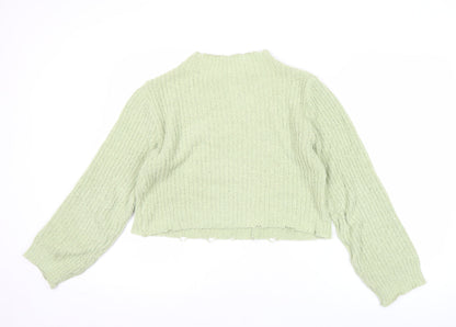 Zara Women’s Green Chunky Knit High Neck Pullover Jumper Size M