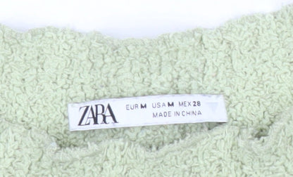 Zara Women’s Green Chunky Knit High Neck Pullover Jumper Size M