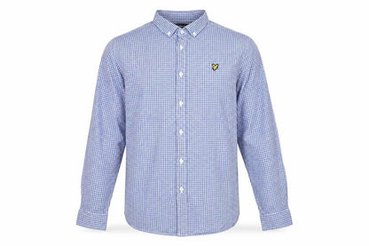 Lyle & Scott Men's Blue Check Cotton Button-Up Shirt XL