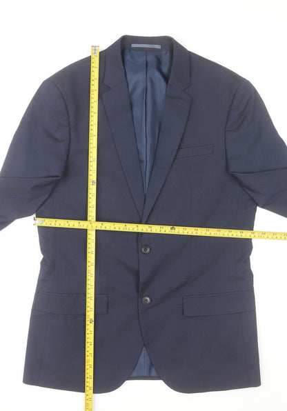 River Island Men’s Blue Suit Jacket 40R Notch Lapel Two-Button