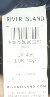 River Island Men’s Blue Suit Jacket 40R Notch Lapel Two-Button