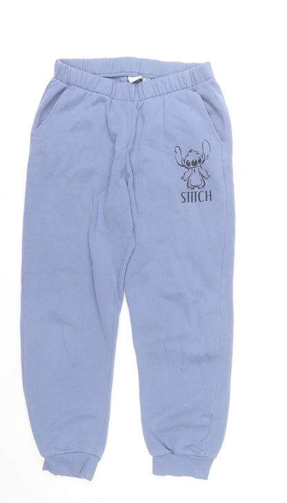 Disney Women Blue Stitch Sweatpants Size 10-12 Fleece Joggers