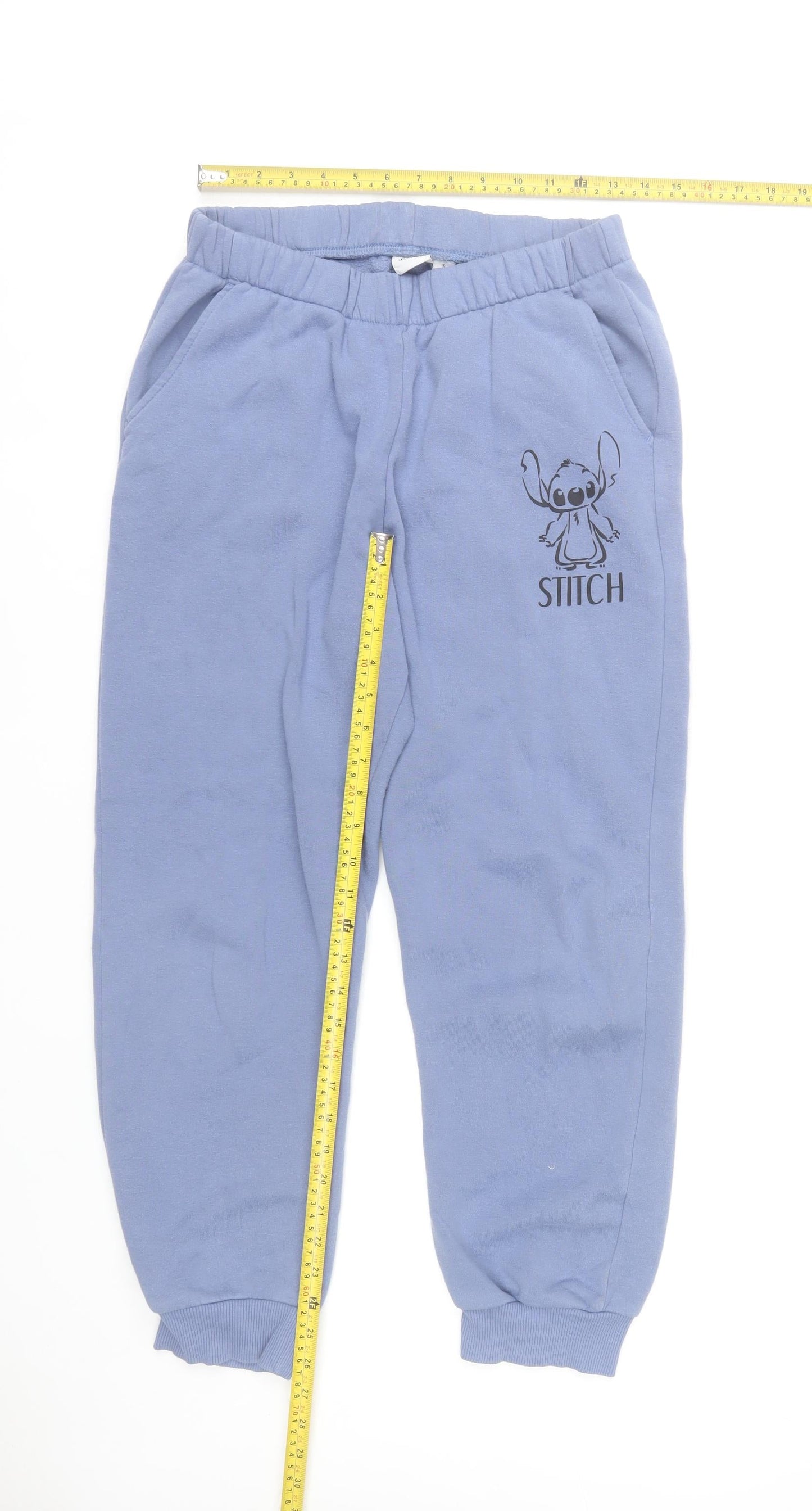 Disney Women Blue Stitch Sweatpants Size 10-12 Fleece Joggers