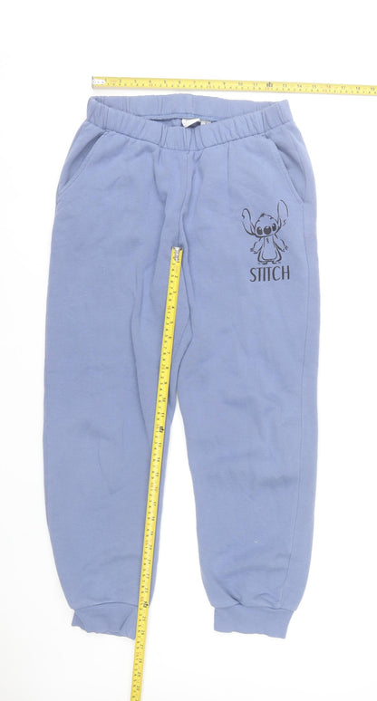 Disney Women Blue Stitch Sweatpants Size 10-12 Fleece Joggers