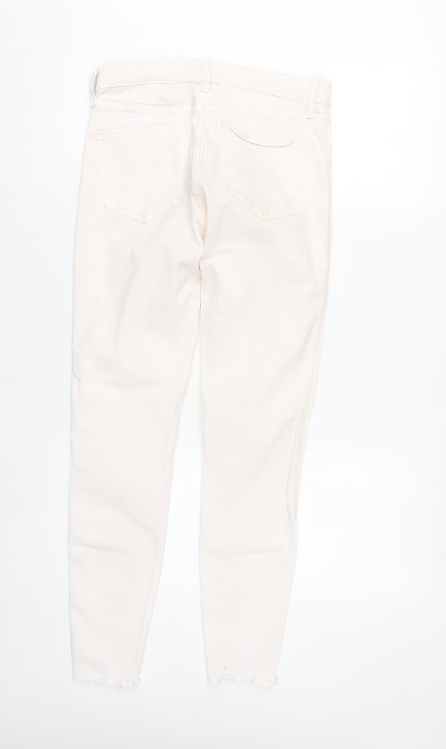 River Island Women Ivory Skinny Jeans Size 10 Slim Fit Frayed Hem