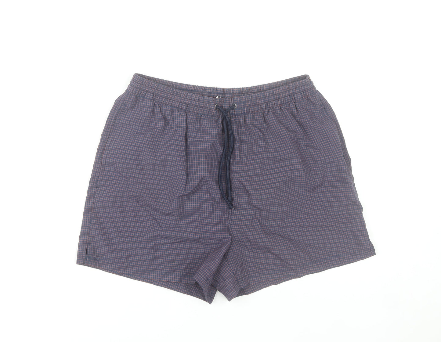 St. Bernard Men's Blue Medium Checked Swim Shorts with Lining