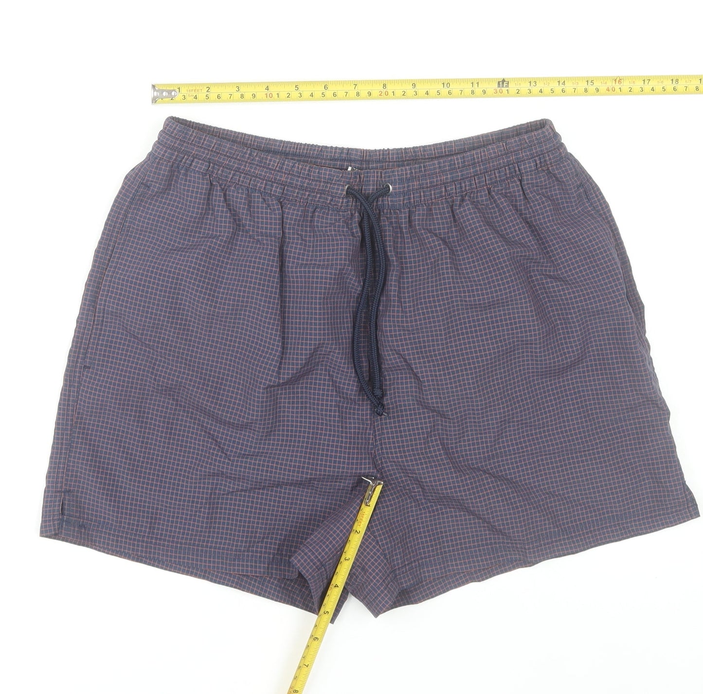 St. Bernard Men's Blue Medium Checked Swim Shorts with Lining