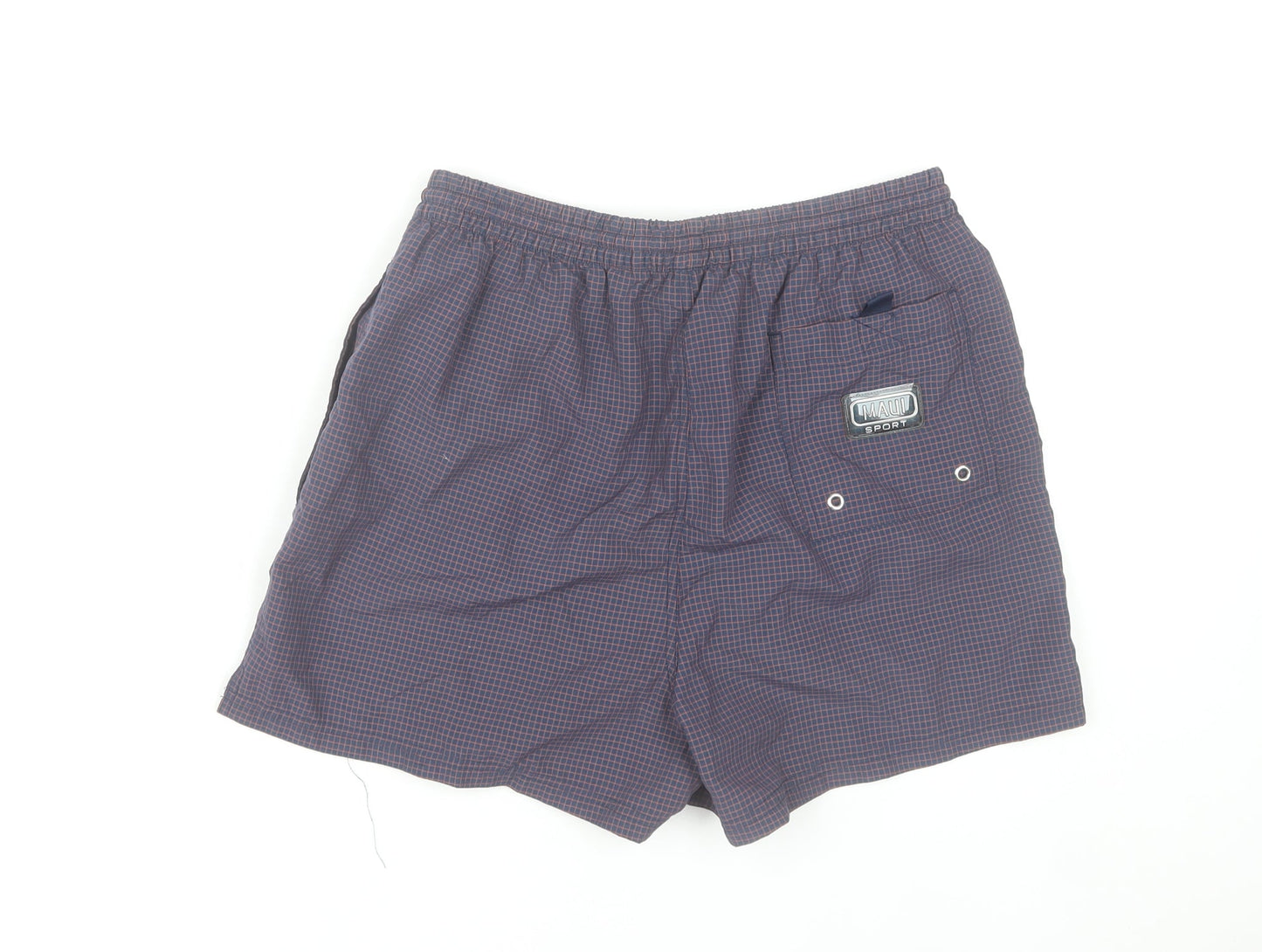 St. Bernard Men's Blue Medium Checked Swim Shorts with Lining