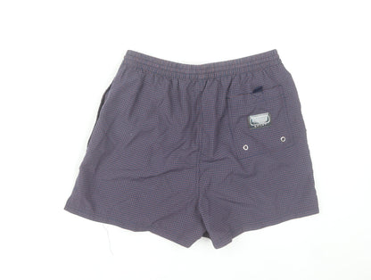 St. Bernard Men's Blue Medium Checked Swim Shorts with Lining