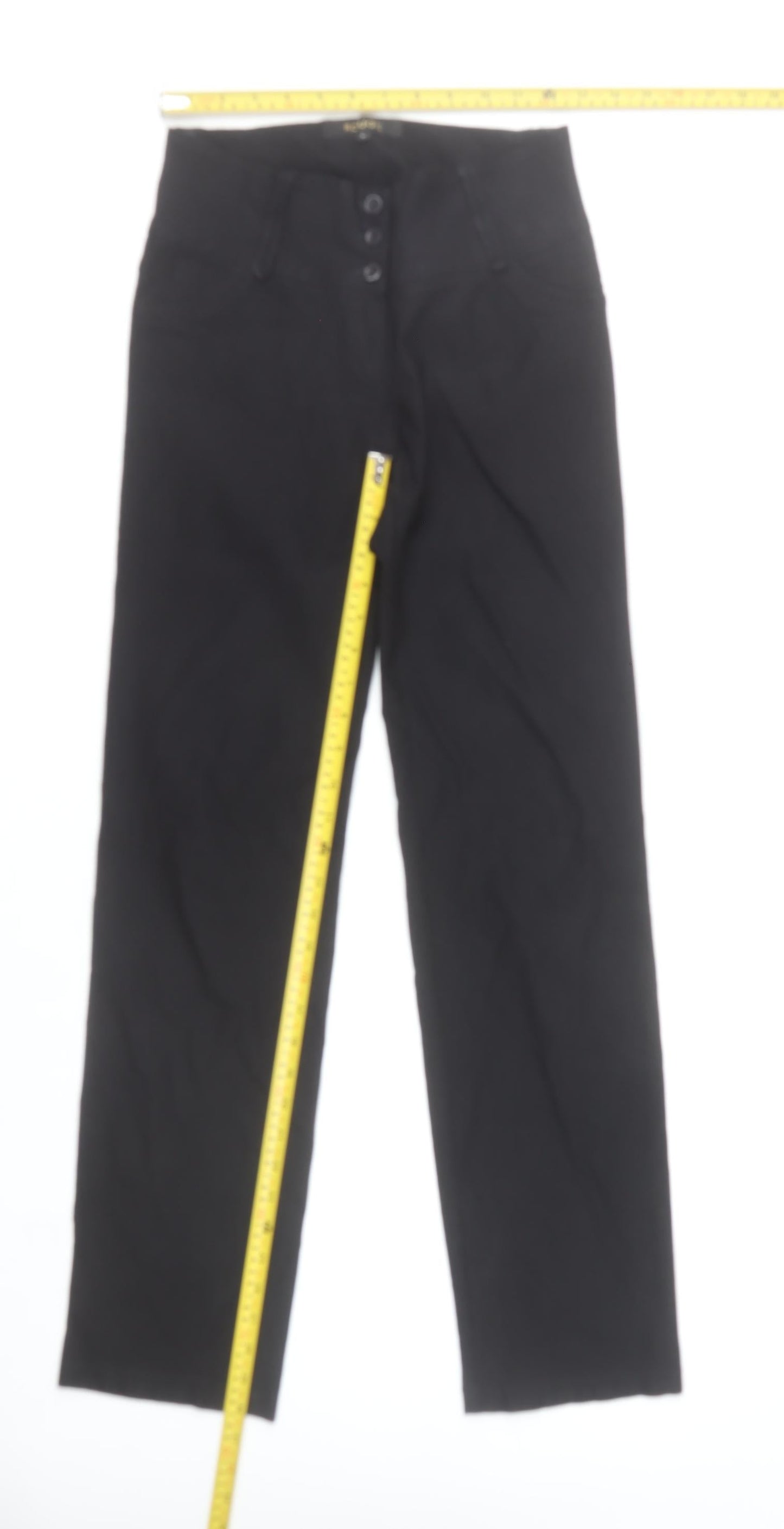 Rouge Womens Black Straight Leg Jeans L High Rise Cotton Blend