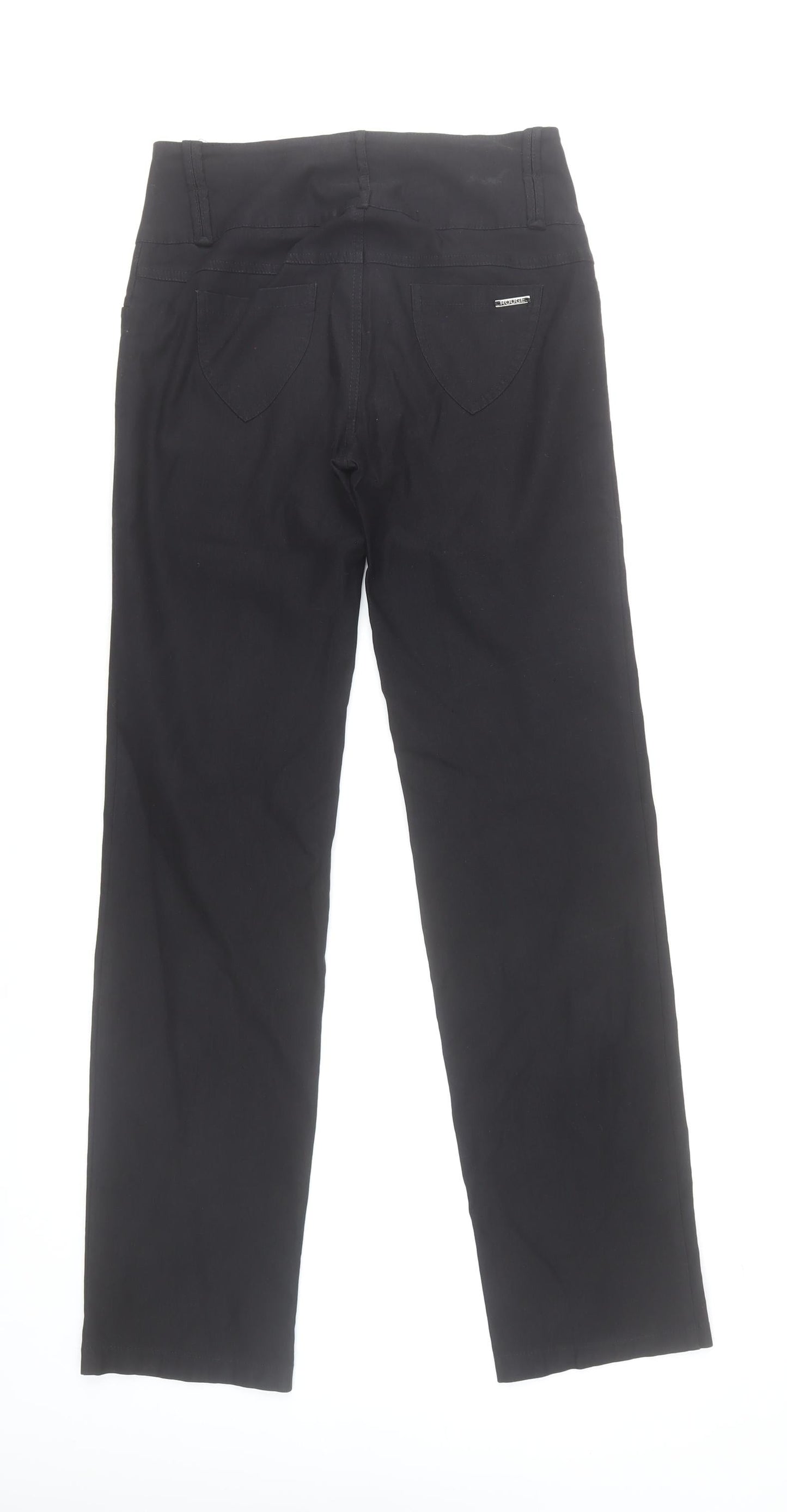 Rouge Womens Black Straight Leg Jeans L High Rise Cotton Blend