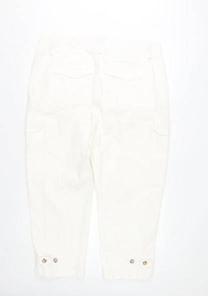 Marks and Spencer Womens White Cotton Cargo Trousers Size 20