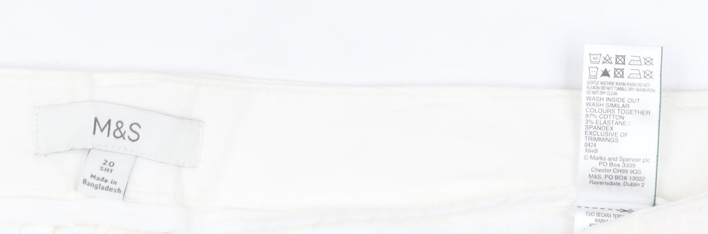 Marks and Spencer Womens White Cotton Cargo Trousers Size 20
