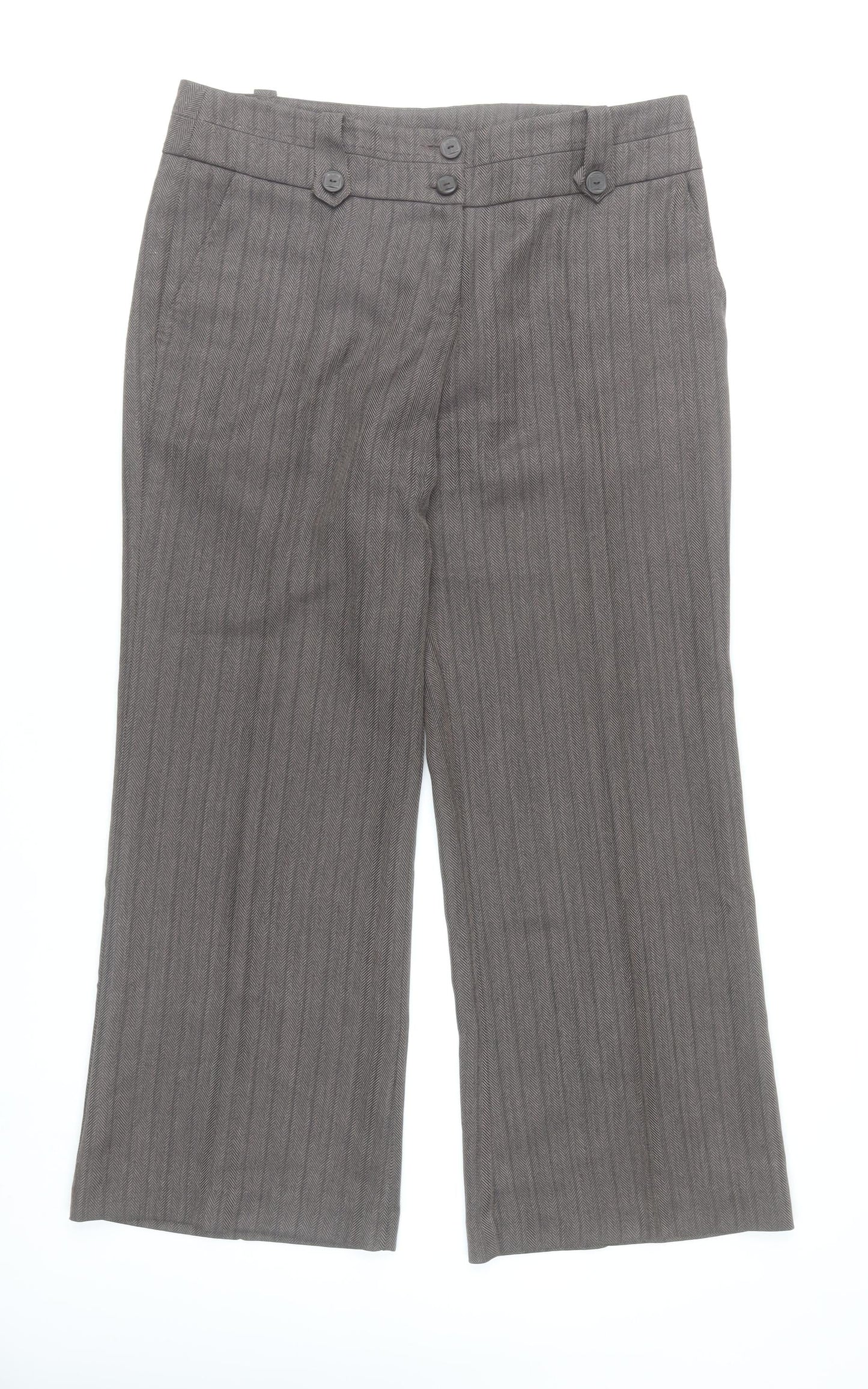 Classics Women Grey Pinstripe Dress Pants Size 14 Straight Leg