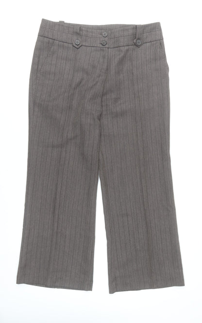 Classics Women Grey Pinstripe Dress Pants Size 14 Straight Leg