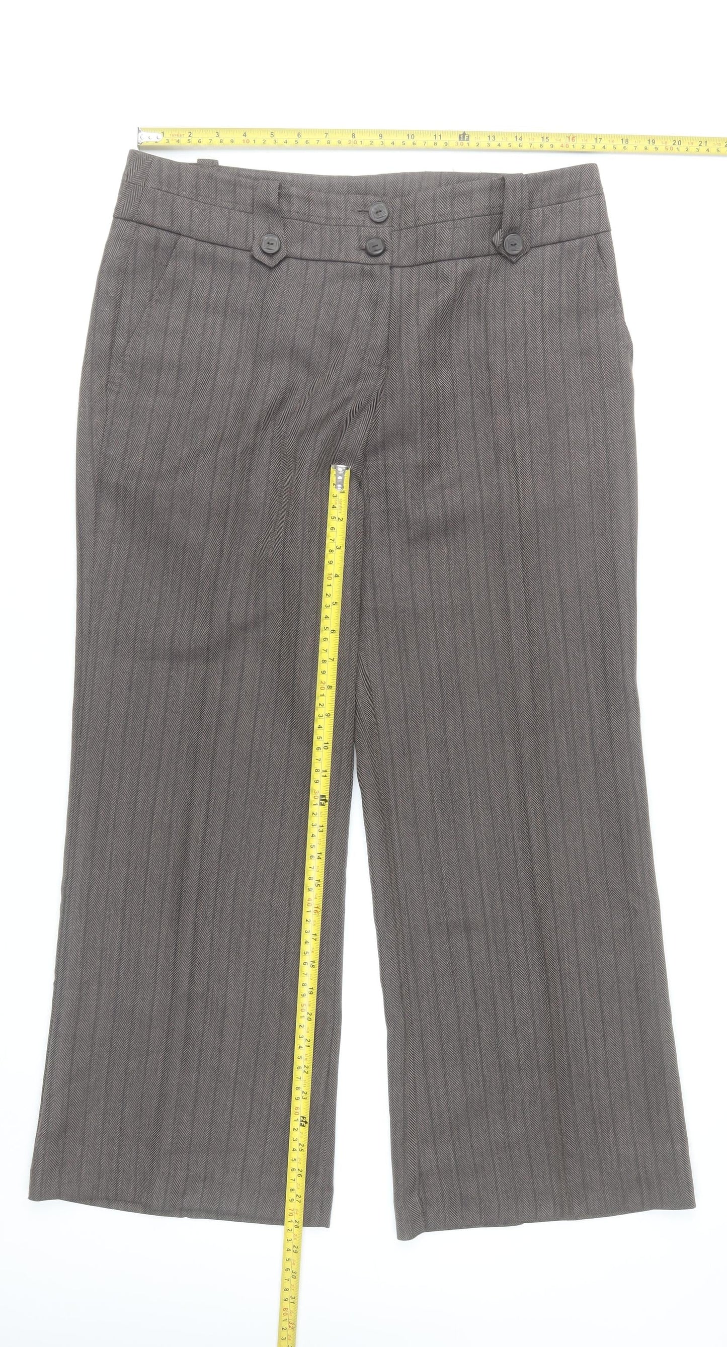 Classics Women Grey Pinstripe Dress Pants Size 14 Straight Leg