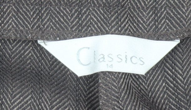 Classics Women Grey Pinstripe Dress Pants Size 14 Straight Leg