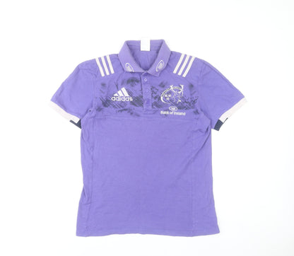 Adidas Men’s Purple Munster Rugby Polo Shirt Size S Cotton