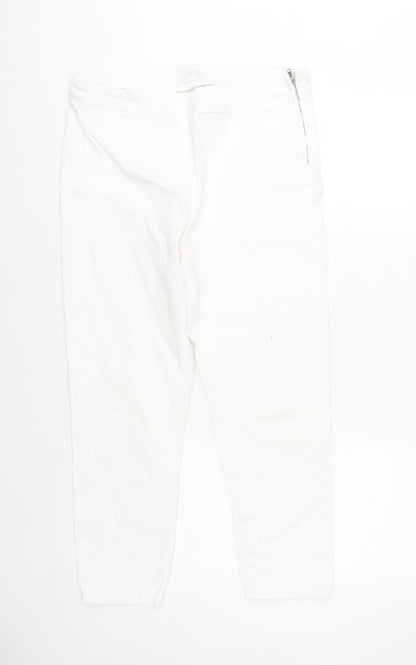Savida Womens White Skinny Jeans Size 14 Slim Fit Stretch Zip