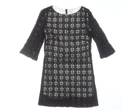 Oasis Women’s Black Lace Shift Dress Size 12 3/4 Sleeve Party