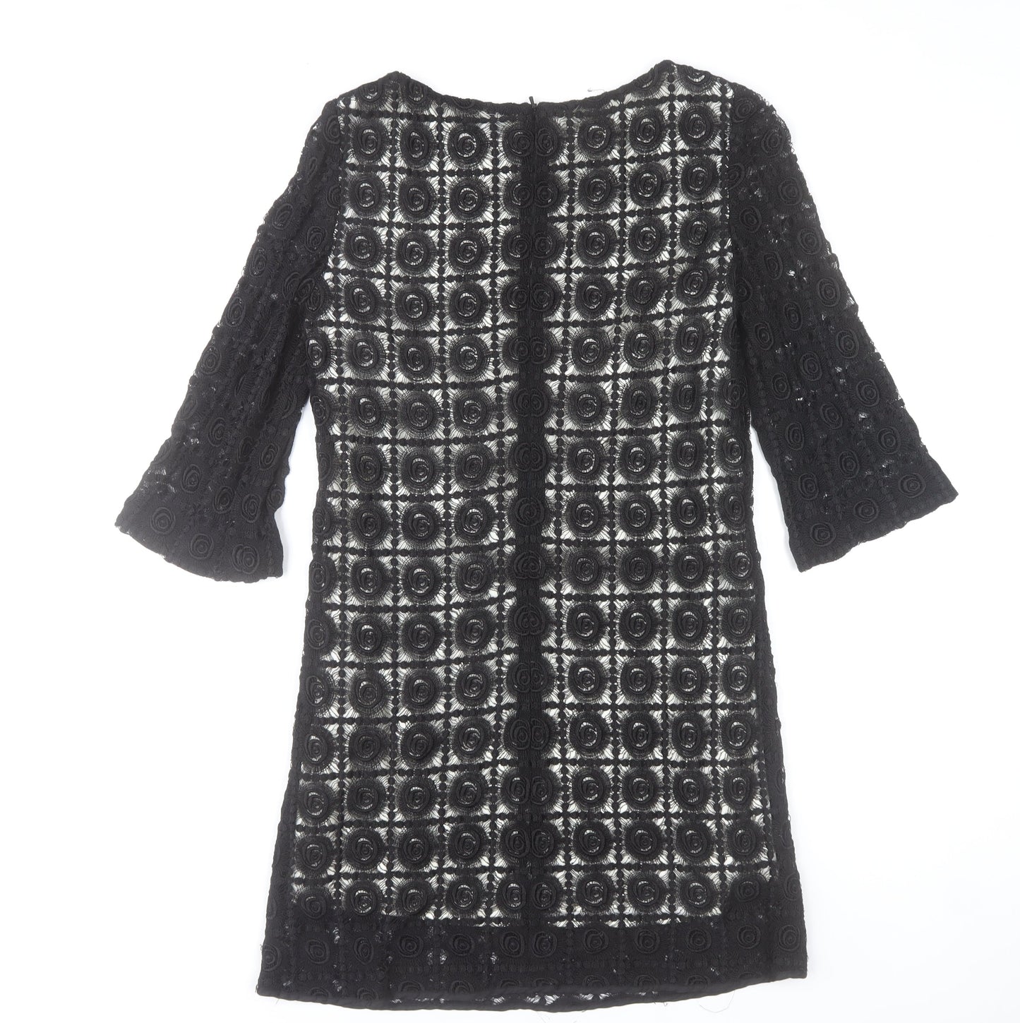 Oasis Women’s Black Lace Shift Dress Size 12 3/4 Sleeve Party