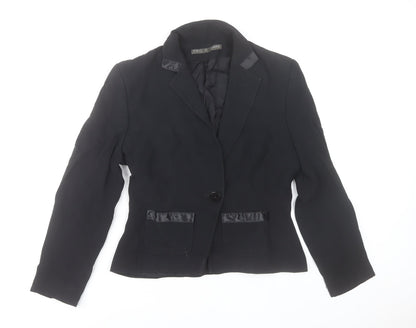 Pied A Terre Womens Black Blazer Jacket Size 12 Single Breasted Notch Lapel