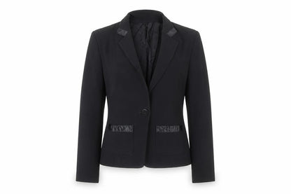 Pied A Terre Womens Black Blazer Jacket Size 12 Single Breasted Notch Lapel
