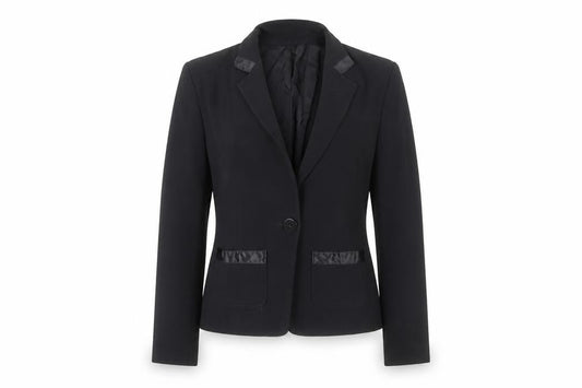 Pied A Terre Womens Black Blazer Jacket Size 12 Single Breasted Notch Lapel