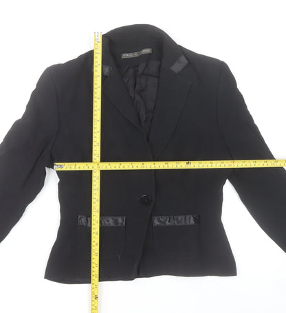 Pied A Terre Womens Black Blazer Jacket Size 12 Single Breasted Notch Lapel